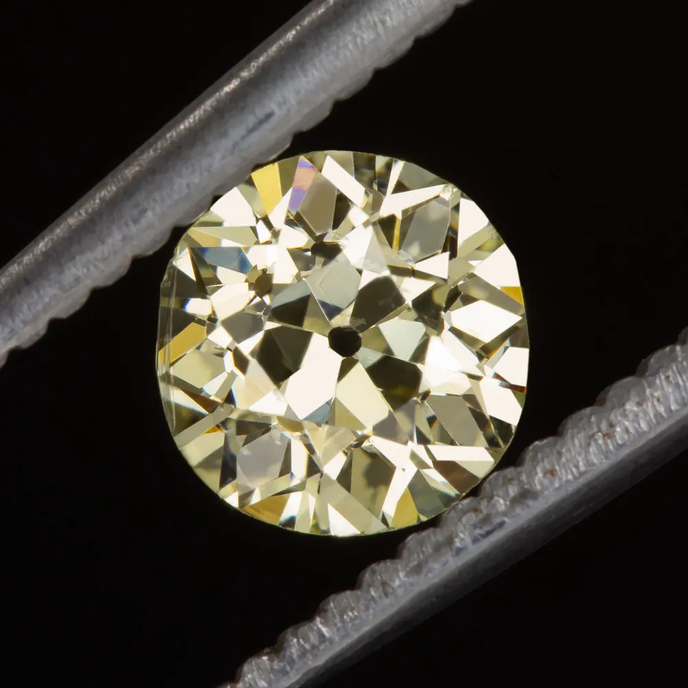0.85ct FANCY LIGHT YELLOW SI2 OLD EUROPEAN CUT DIAMOND LOOSE NATURAL VINTAGE OEC