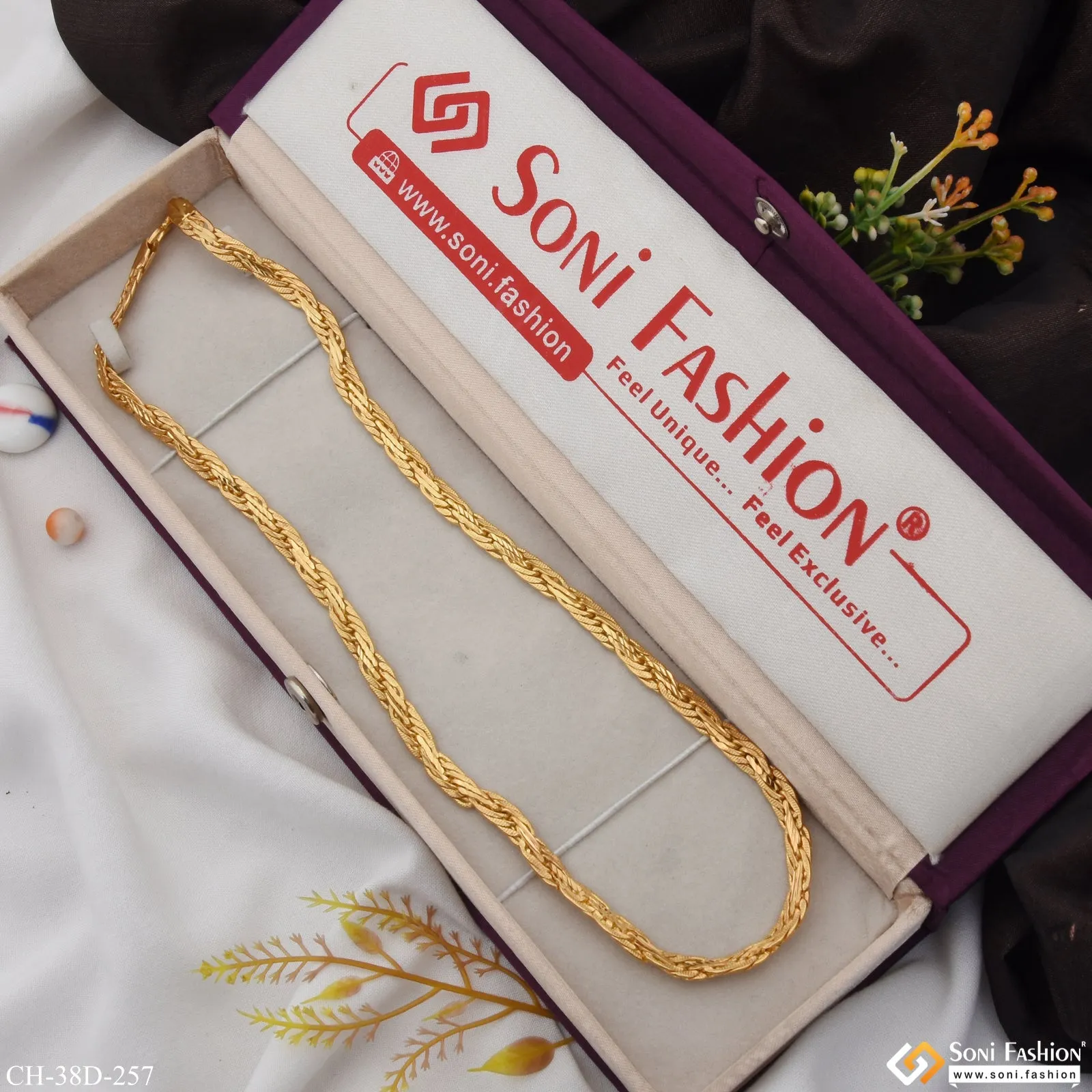 1 Gram Gold Plated Exciting Design High-Quality Chain for Men - Style D257