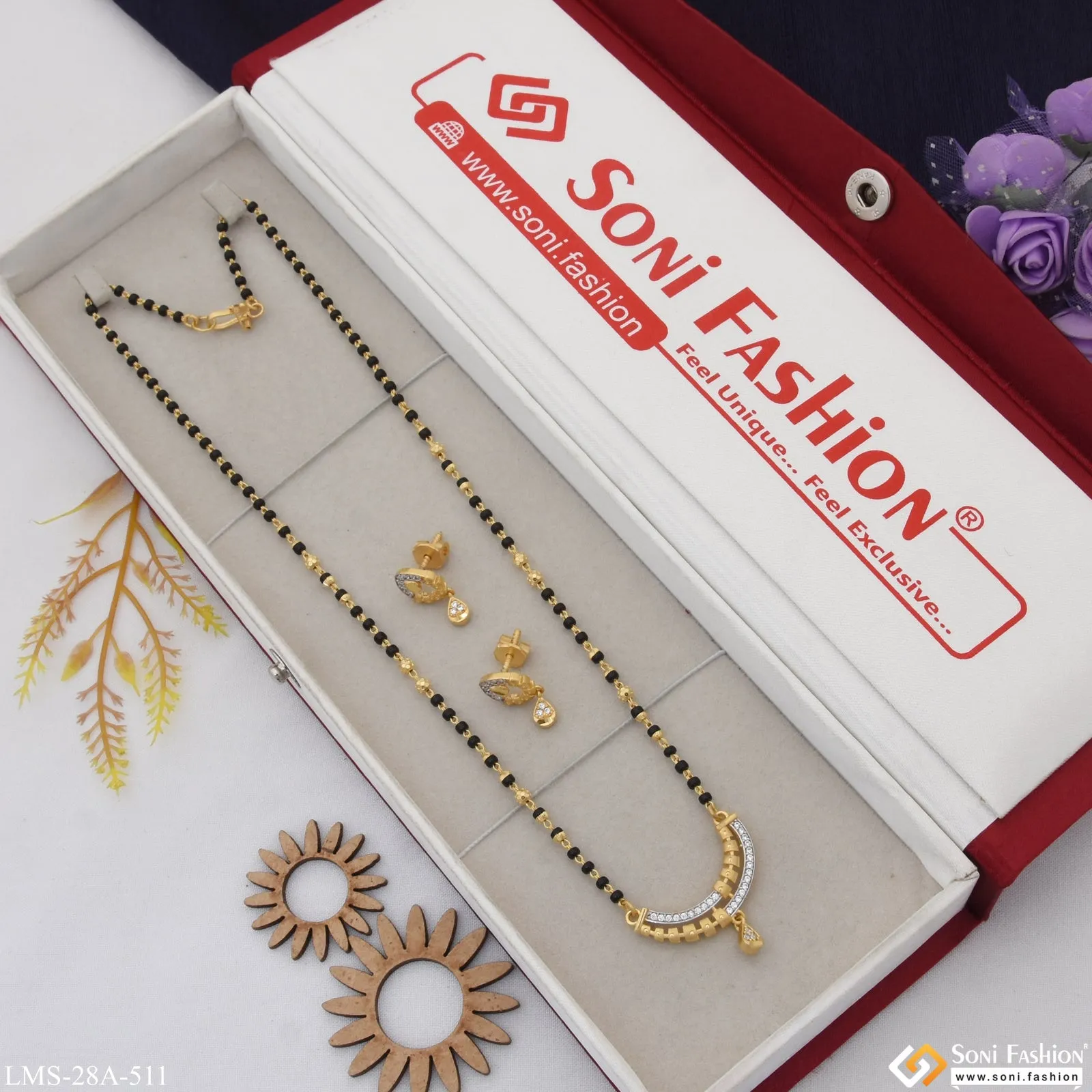 1 Gram Gold Plated Gorgeous Design Mangalsutra Set for Women - Style A511