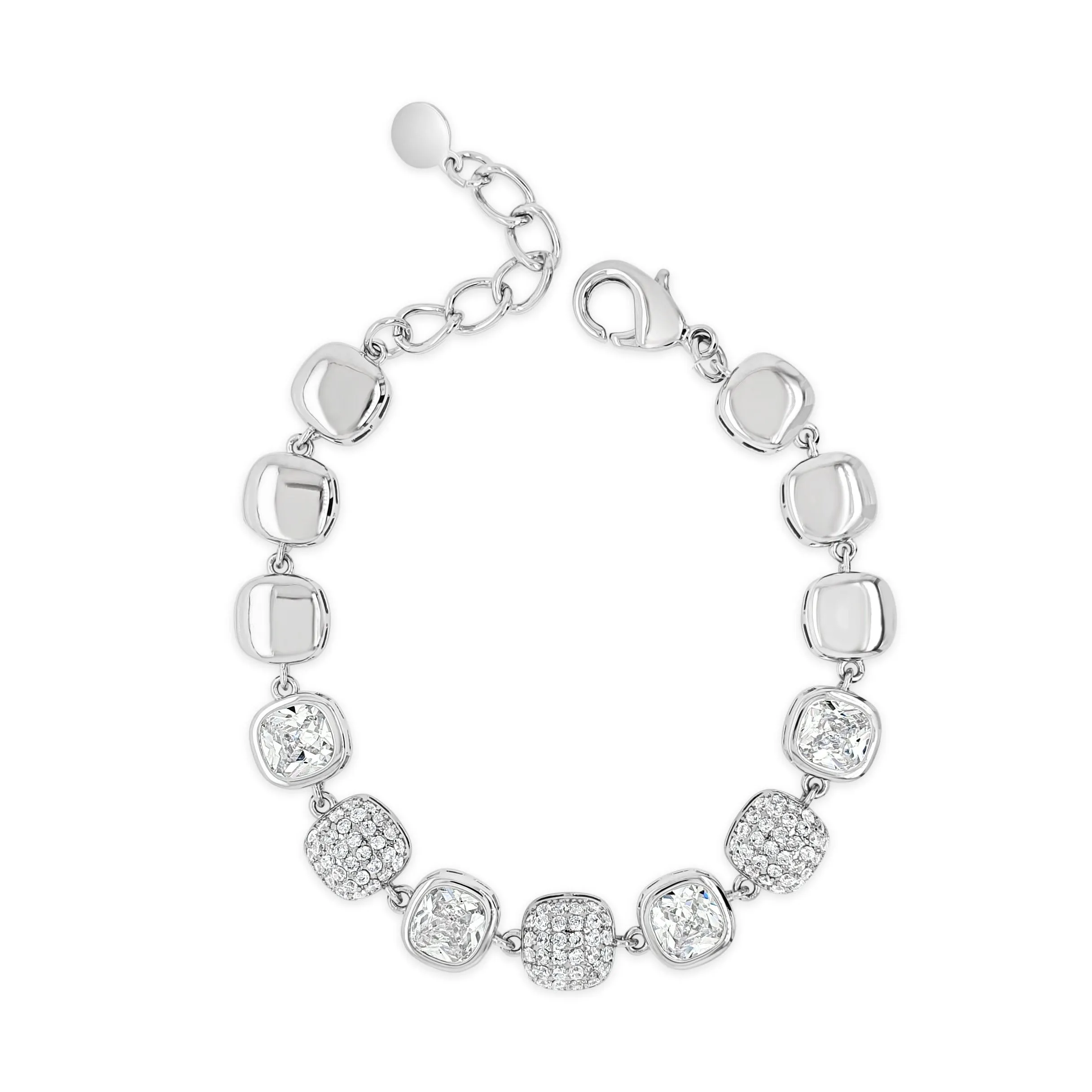 Absolute Jewellery Squared Diamonds Silver Bracelet