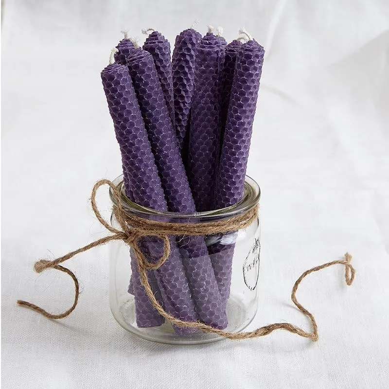 Beeswax Candles, Violet, 4 pcs