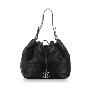 Chanel CC Matelasse Leather Bucket Black