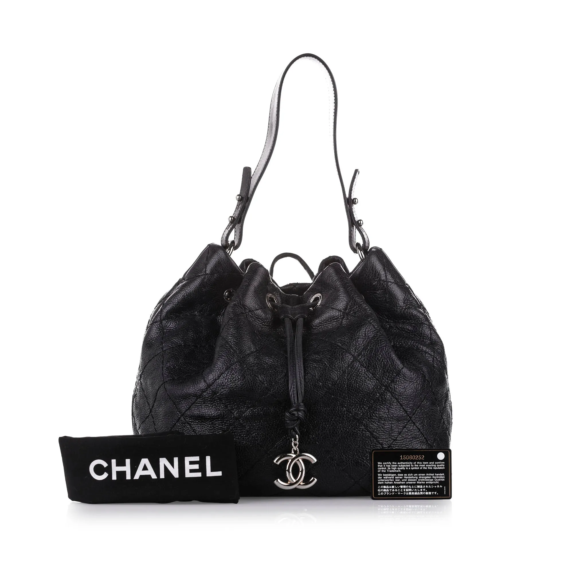 Chanel CC Matelasse Leather Bucket Black