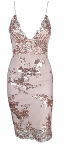 FASHION SEQUINS SHINING STRAPS DRESS