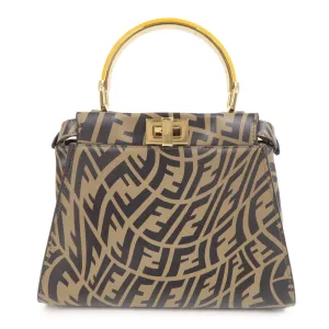 FENDI FF Vertigo Mini Peekaboo Leather Bag Brown Black 8BN244 Used F/S