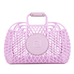 FENDI Plastic Leather Basket Bag Medium Purple 8BH389