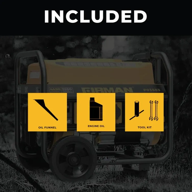 Firman P03503 Generator 3550W/4450W 30 Amp Recoil Start With CO Alert New