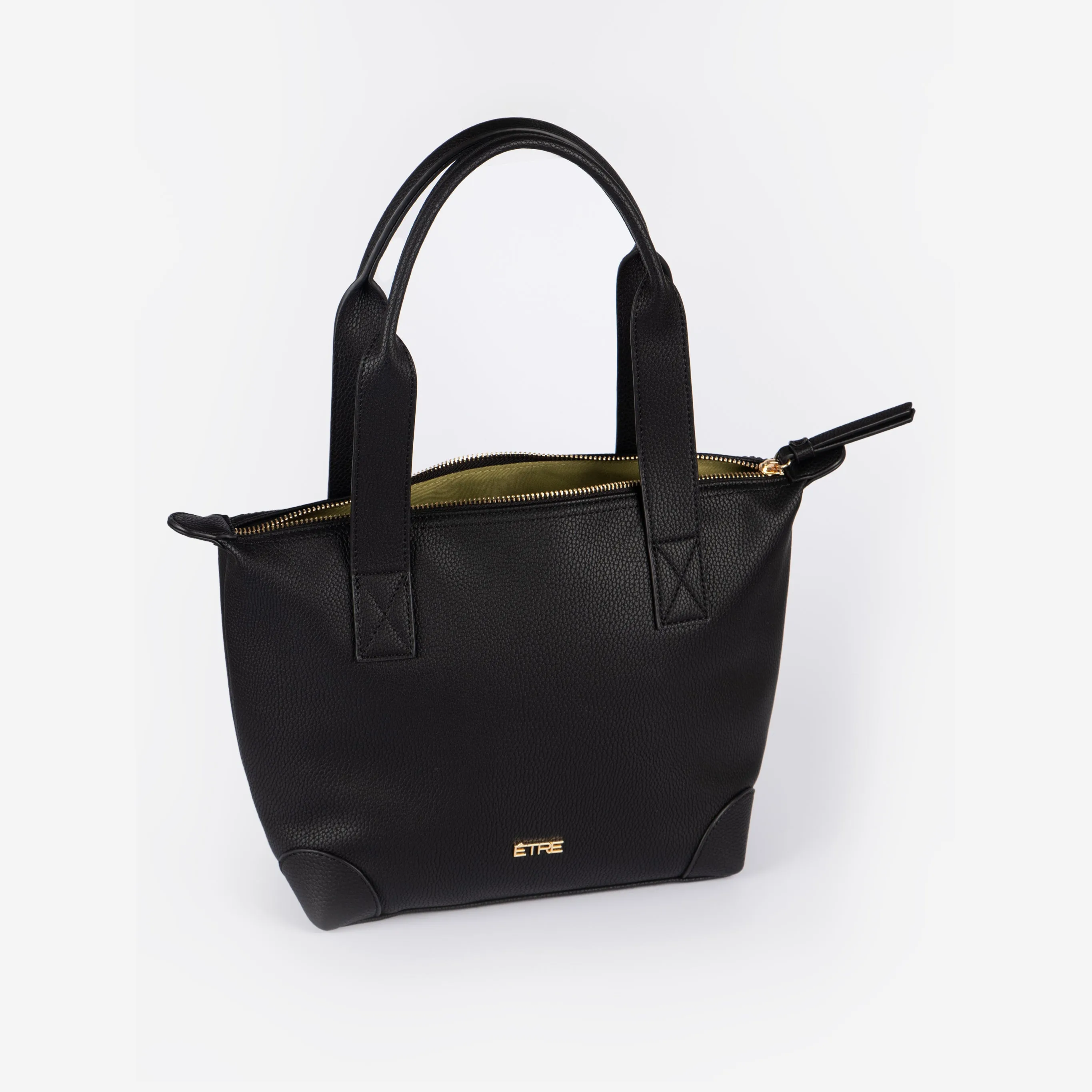 Gigi Medium Tote Bag - Black, Pebbled Faux Leather
