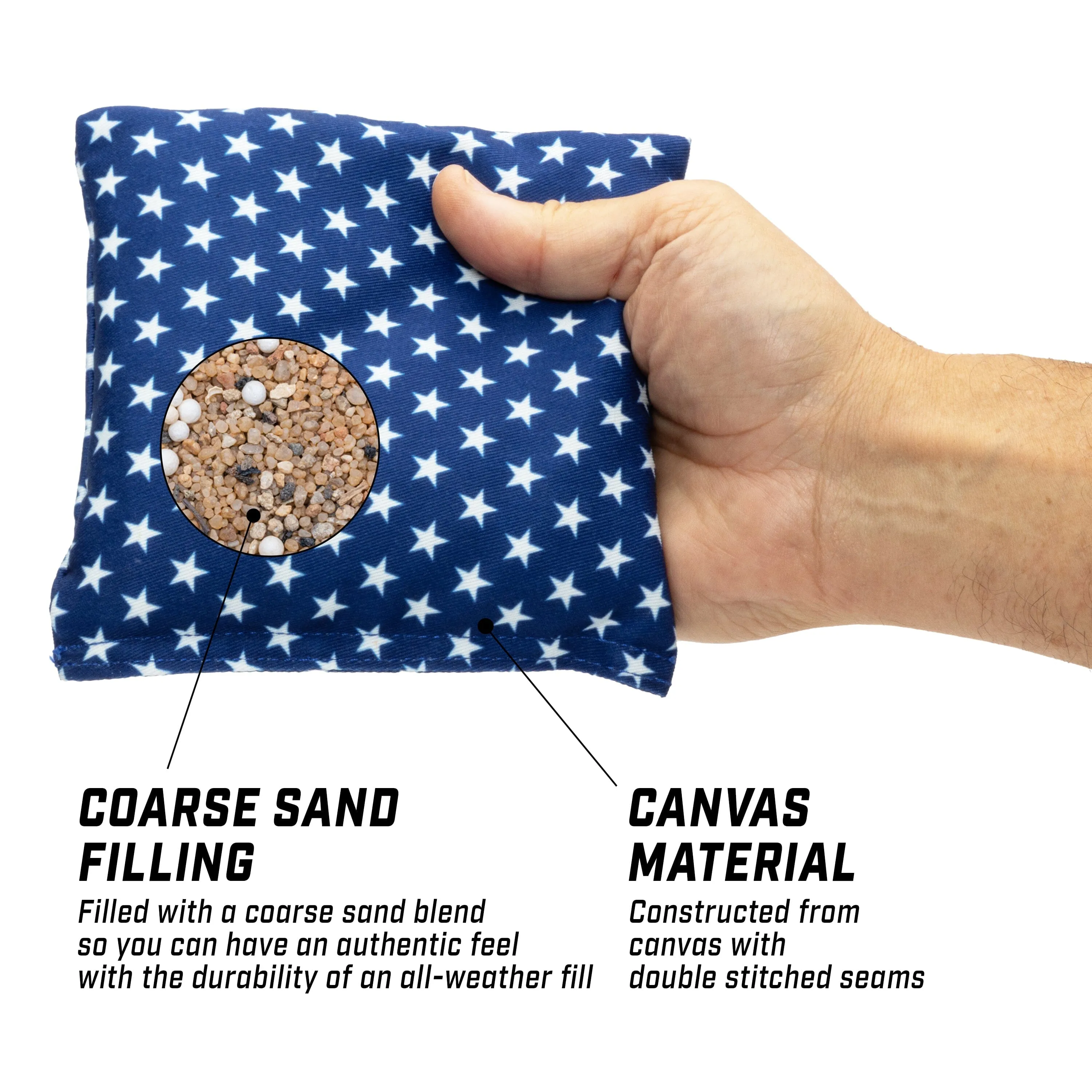 GoSports Official Regulation Cornhole Bean Bags Set of 8 - All Weather - Classic American Stars and Stripes