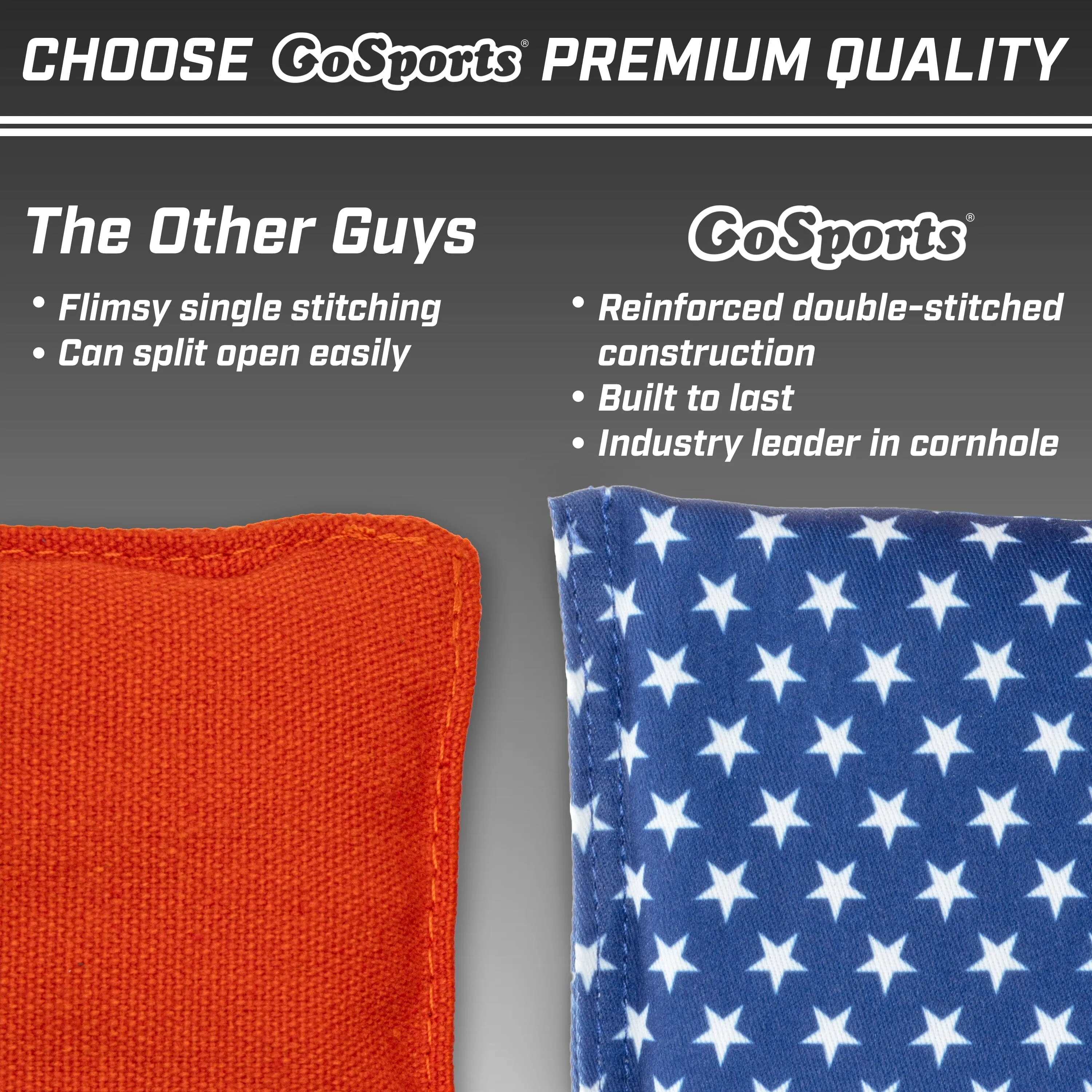 GoSports Official Regulation Cornhole Bean Bags Set of 8 - All Weather - Classic American Stars and Stripes