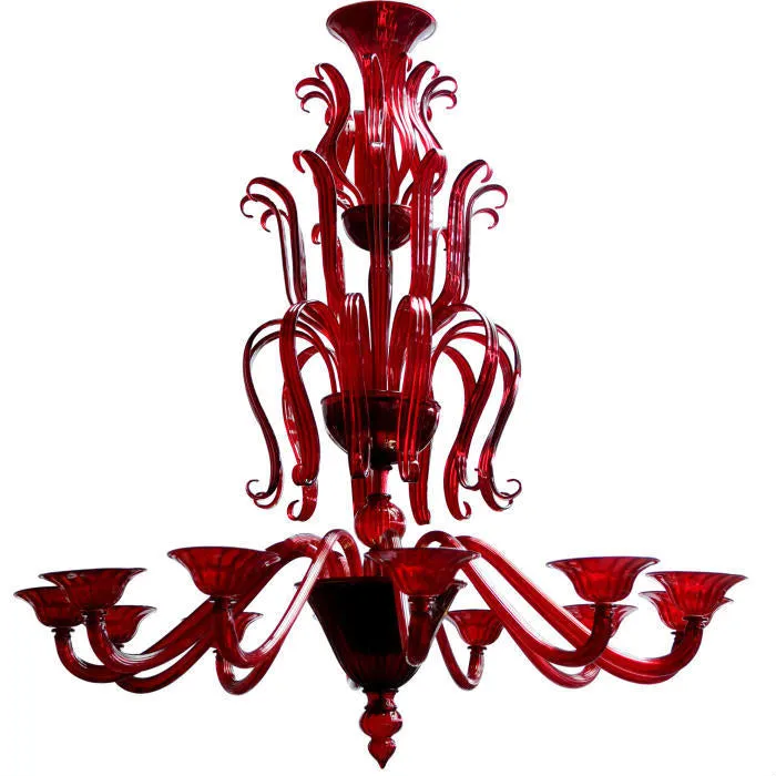 Handblown Custom Glass Chandelier  By Vittorio Zecchin At Venini