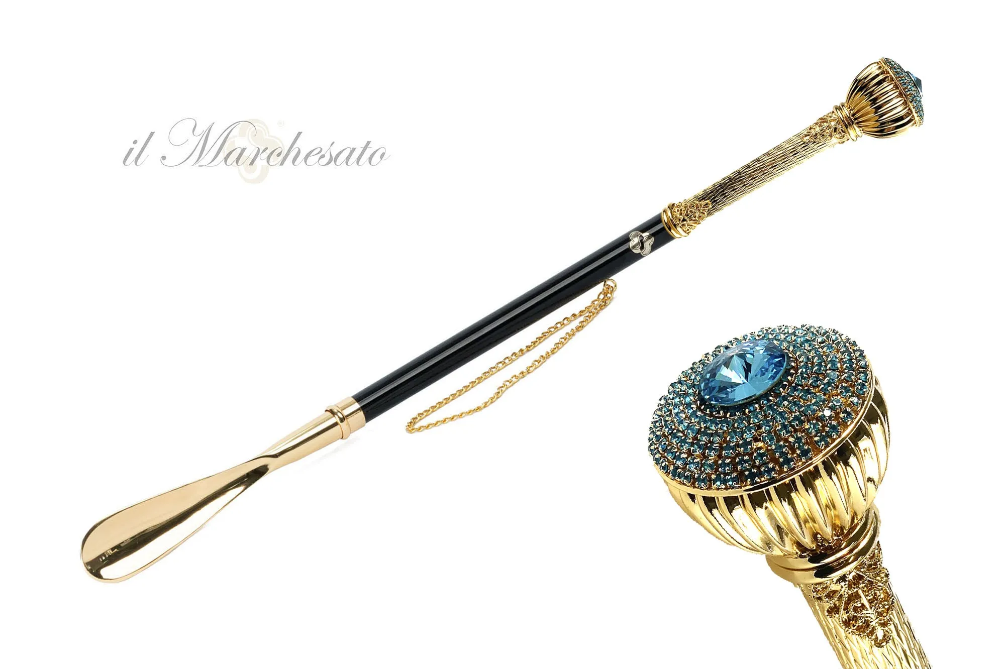 Italian Craftsmanship: 24K Gold-Plated with Aquamarine Crystals