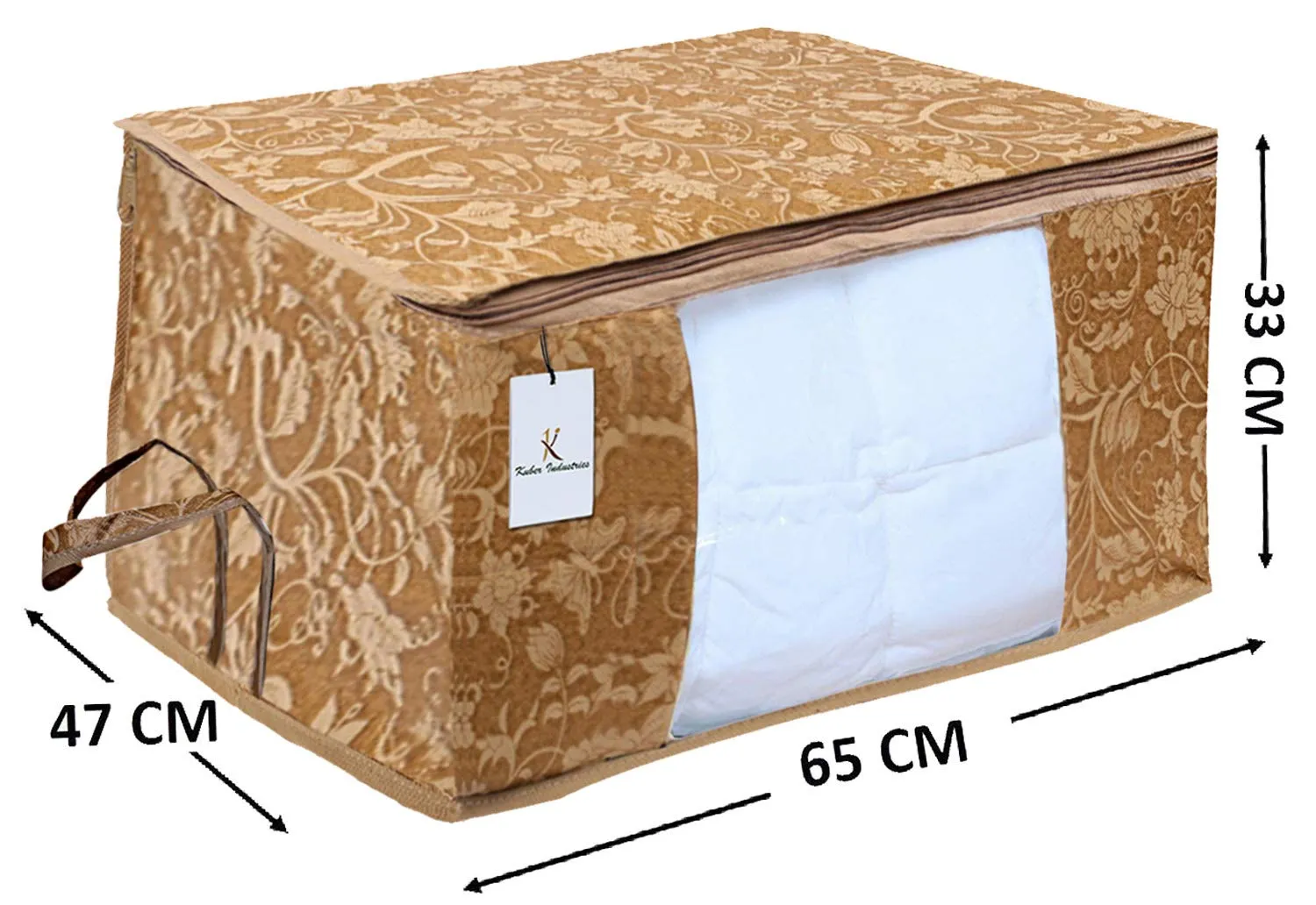 Kuber Industries Underbed Storage Bag, Storage Organiser, Blanket Cover Set of 12 - Beige, Extra Large Size, CTKUBM16, Non-Woven