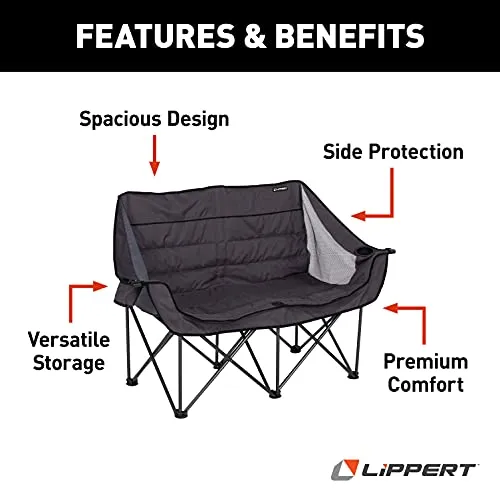 Lippert Folding Padded loveseat for Camping with Carry Bag
