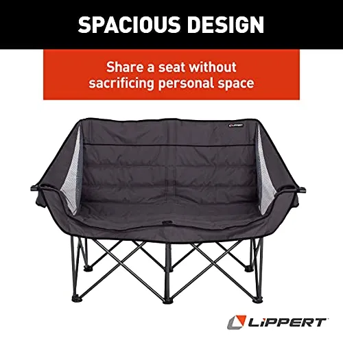 Lippert Folding Padded loveseat for Camping with Carry Bag