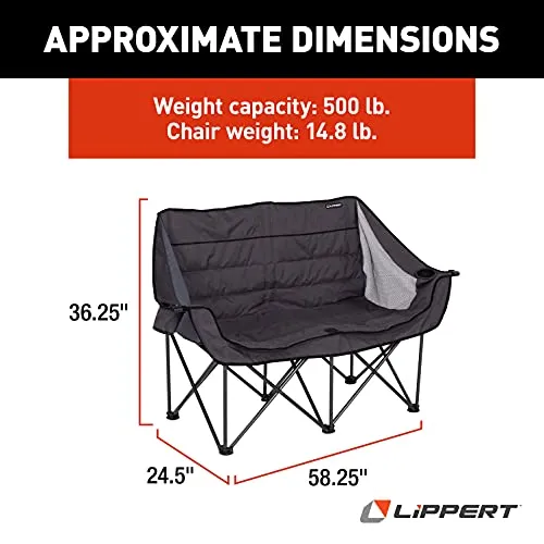 Lippert Folding Padded loveseat for Camping with Carry Bag