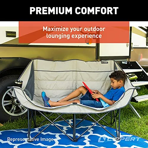 Lippert Folding Padded loveseat for Camping with Carry Bag