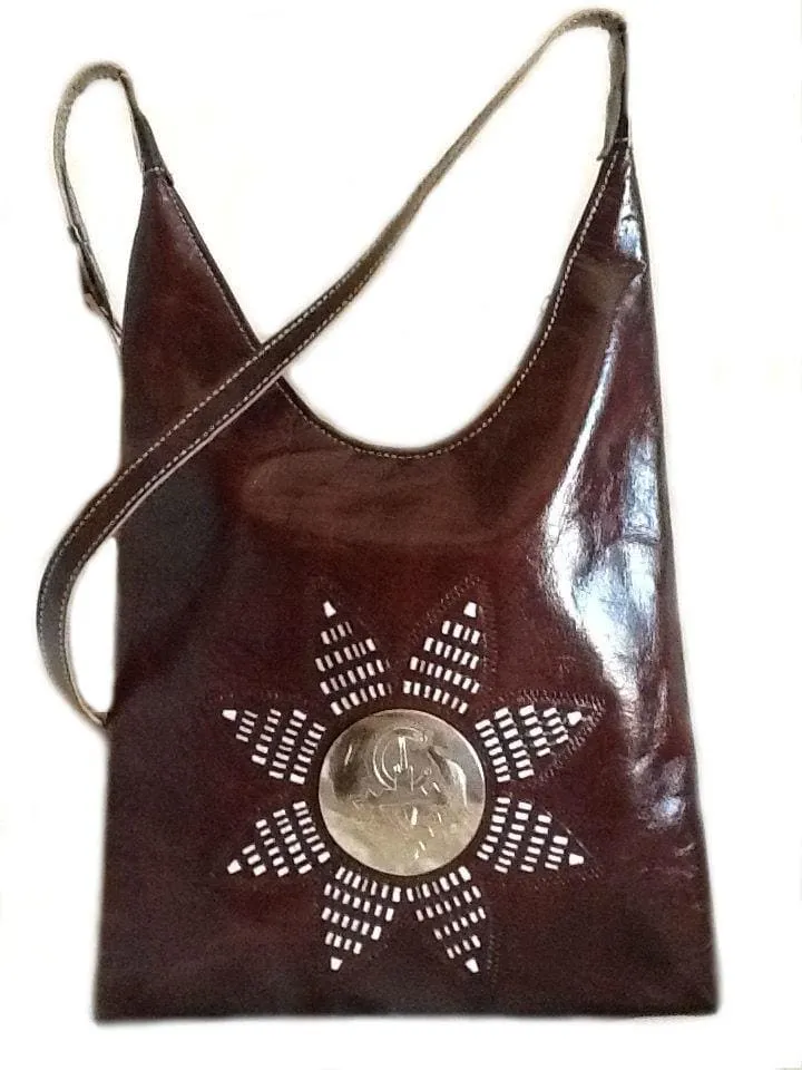 Médaillon Leather Tote Bag - M'dina - Brown