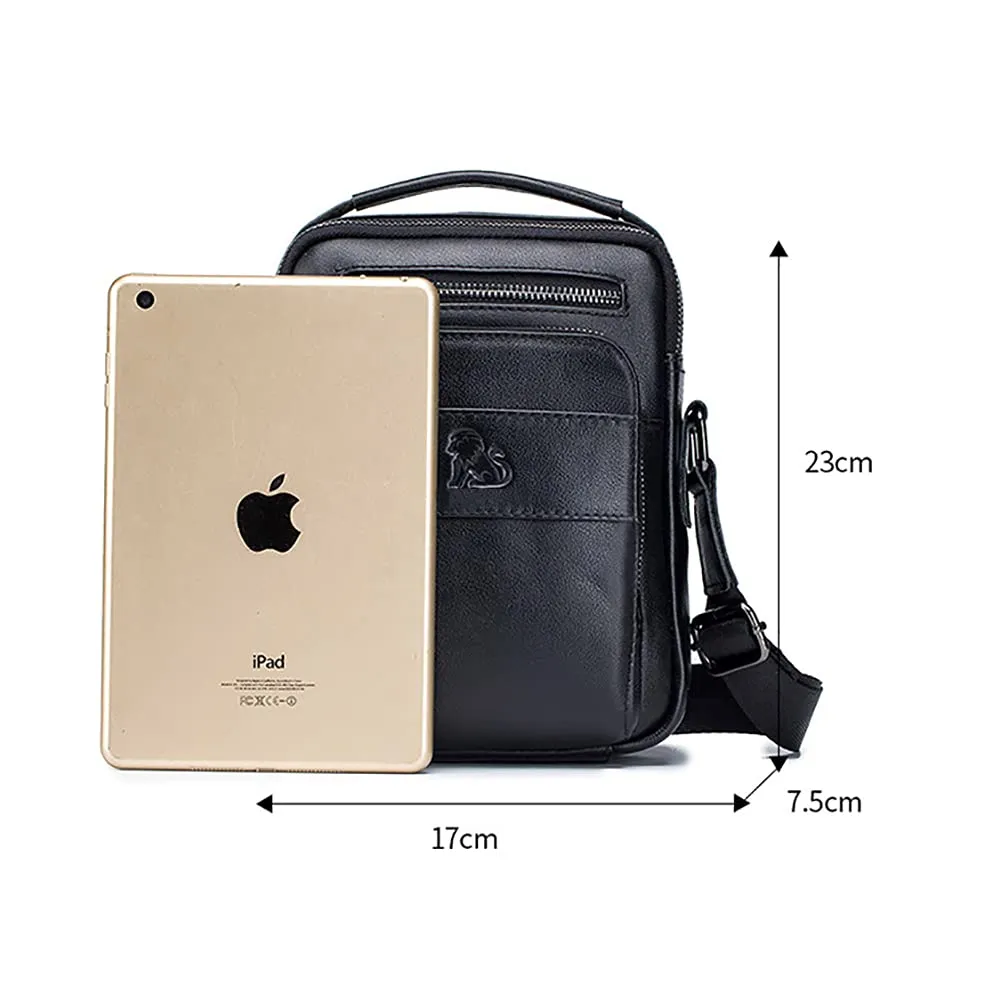 Men's Genuine Leather Shoulder Bag Messenger Briefcase CrossBody Handbag Satchel Travel bag, black