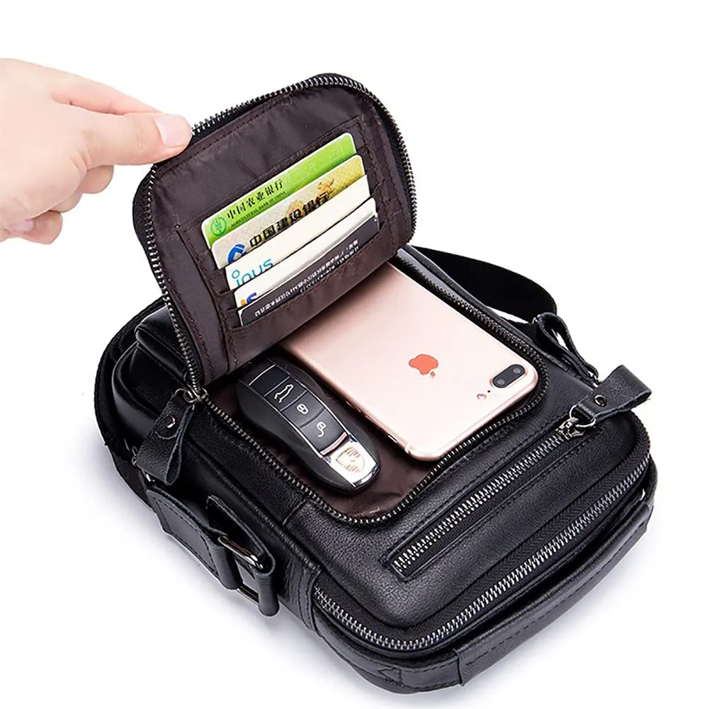 Men's Genuine Leather Shoulder Bag Messenger Briefcase CrossBody Handbag Satchel Travel bag, black