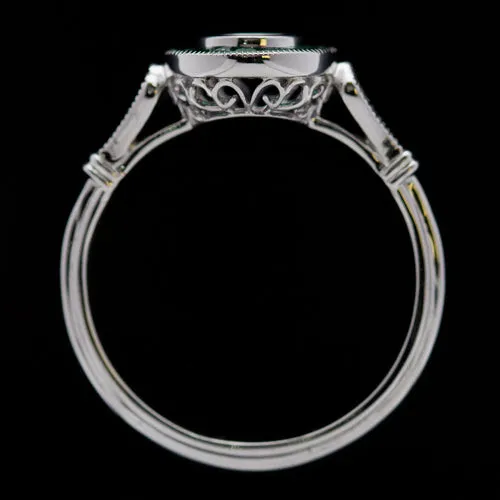 NATURAL EMERALD DIAMOND VINTAGE STYLE HALO ENGAGEMENT RING SETTING 4.7 5mm ROUND
