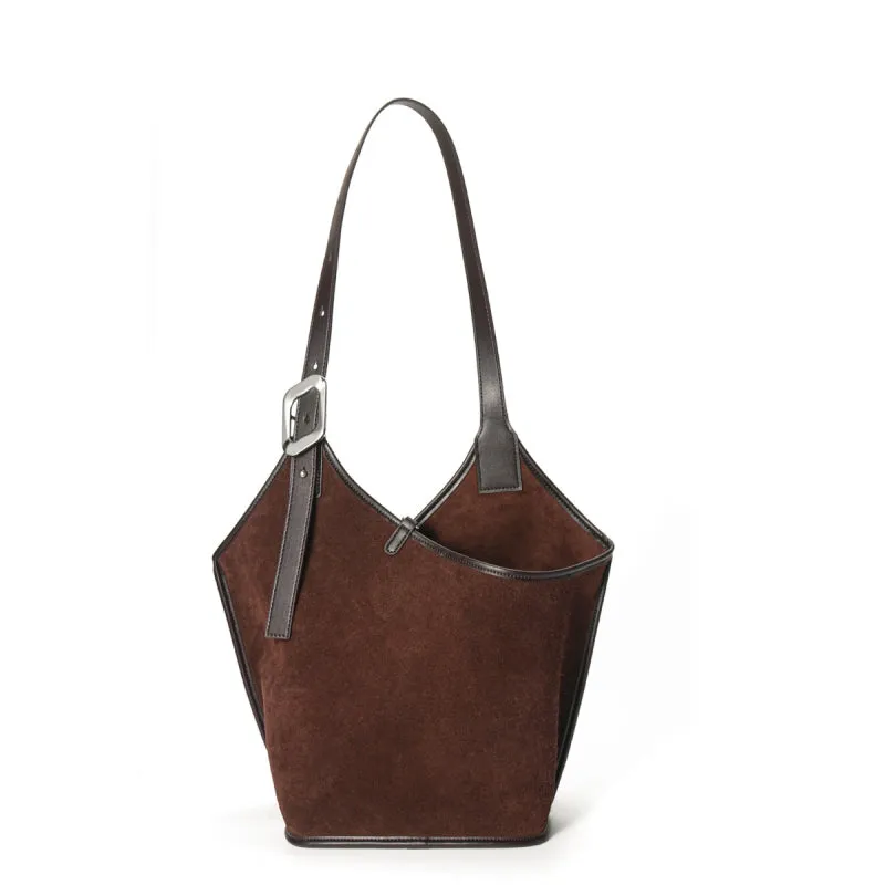 Ophelia | Suede Leather Shoulder Tote Bag – Elegant & Chic Handbag
