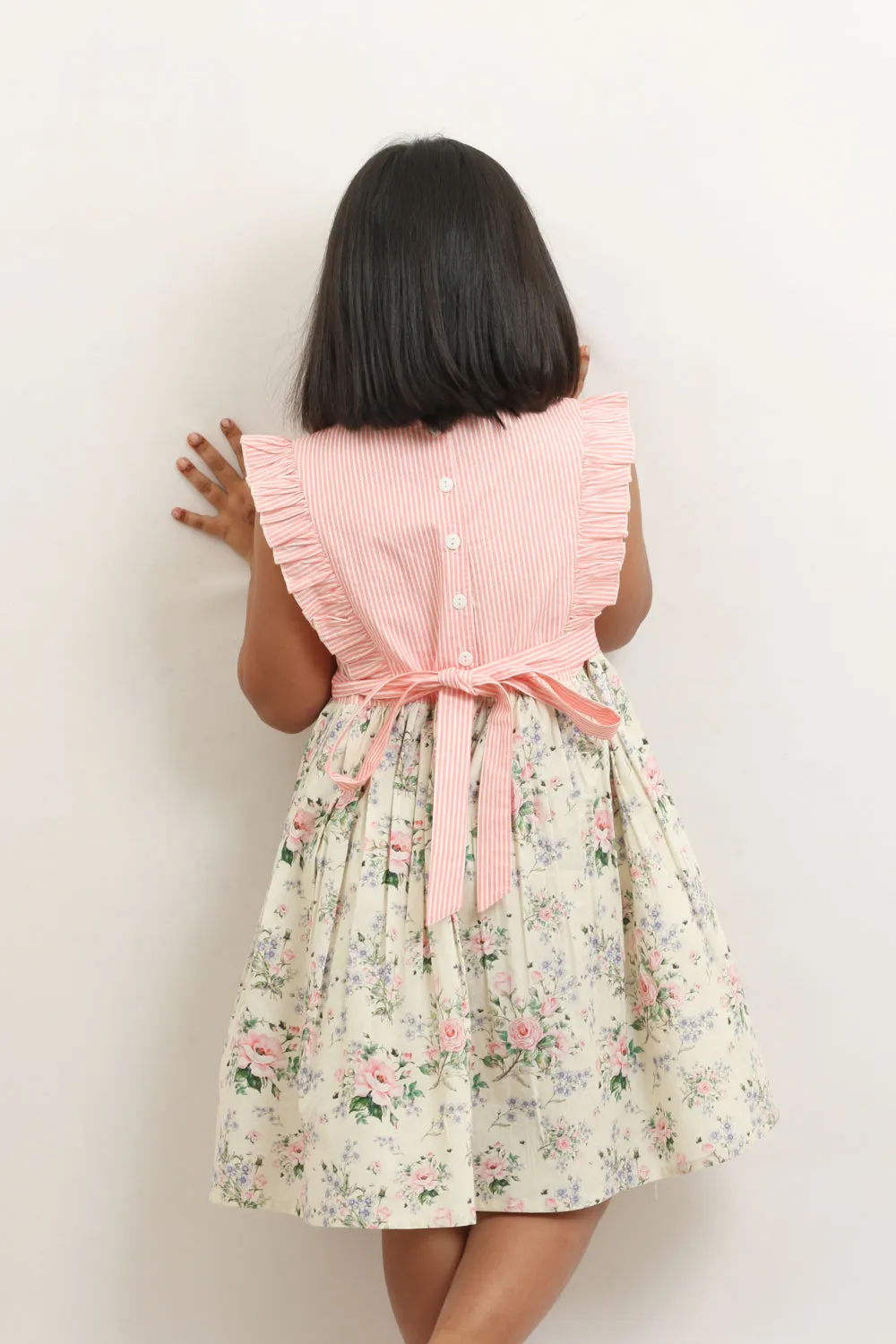 Pink Stripe & Floral Print Dress