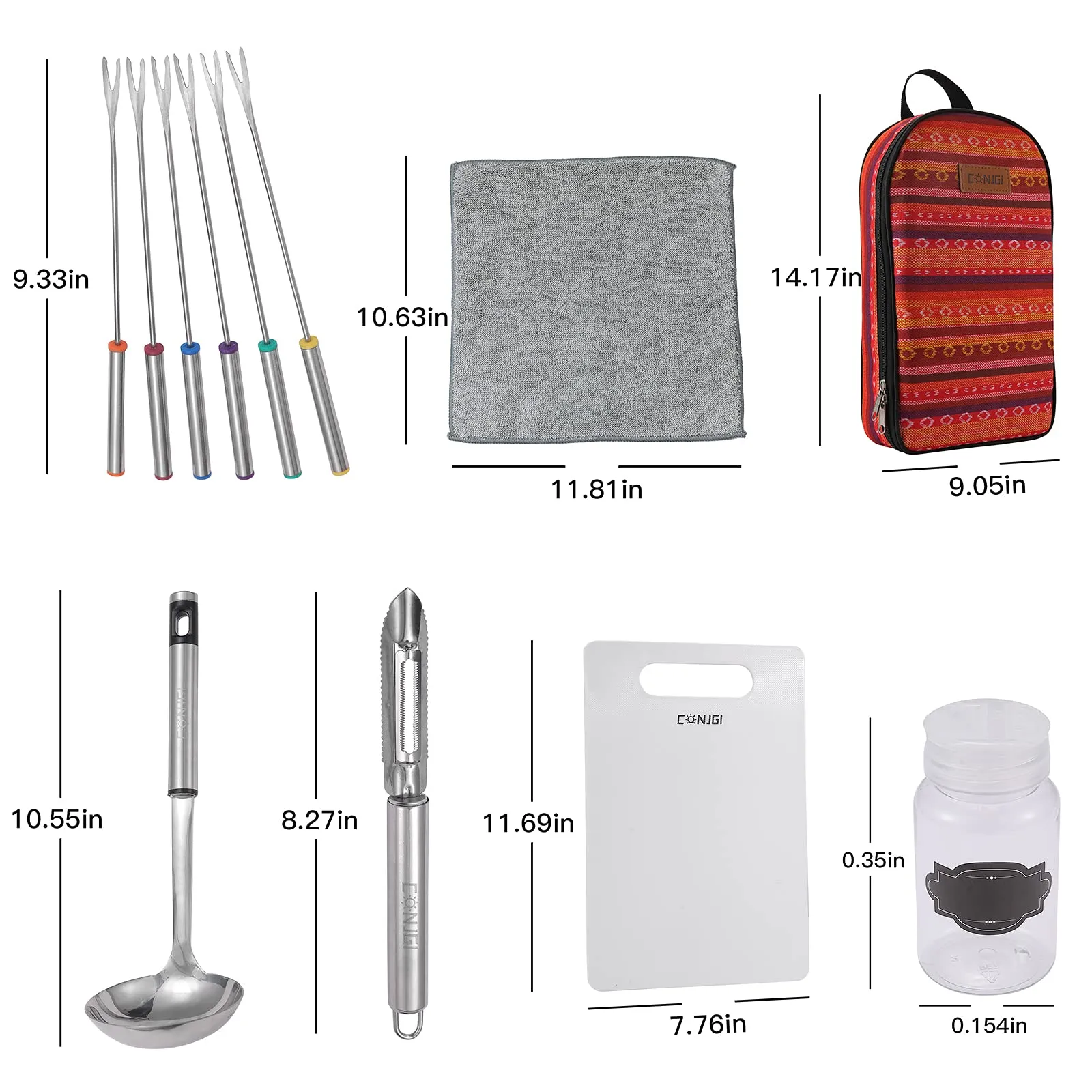 Portable Camping Cooking Utensils Set Bag Suitable for Fork, Spoon, Chopping Board, Chef's Knife,Kitchenware Storage
