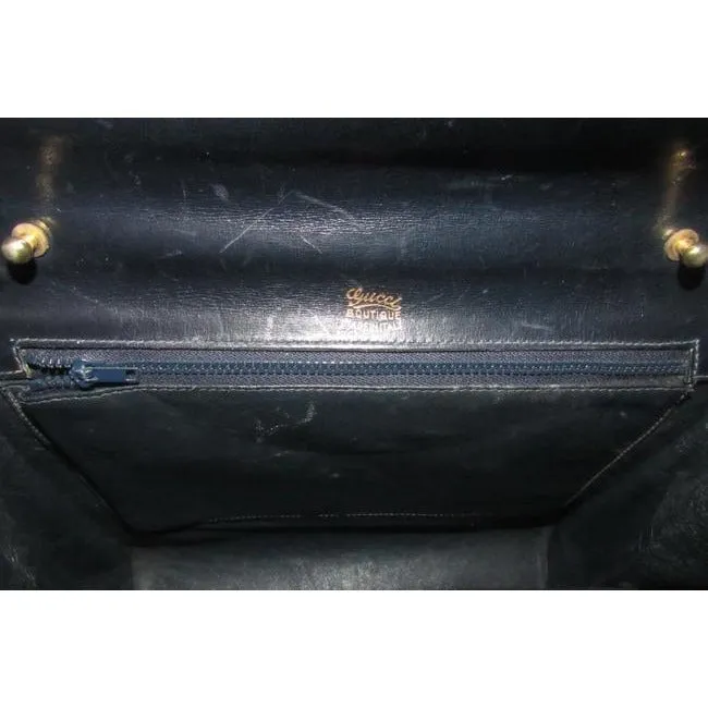 RARE, vintage, Gucci, black leather, original '1973 two-way top handle' shoulder purse with a removable strap