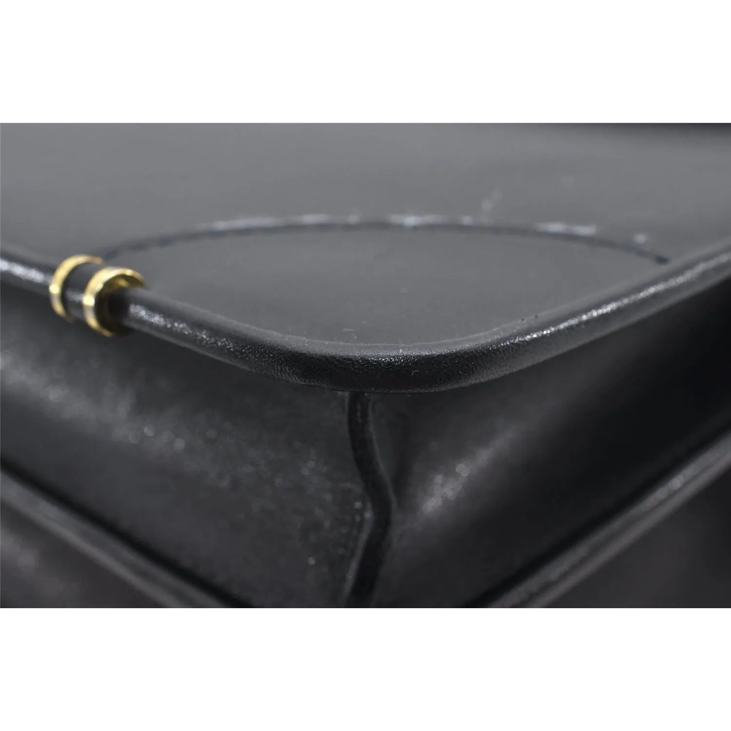 RARE, vintage, Gucci, 'Ophidia' style XL black leather, laptop/messenger/briefcase with a red & green Sherry stripe accent