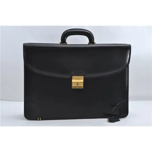 RARE, vintage, Gucci, 'Ophidia' style XL black leather, laptop/messenger/briefcase with a red & green Sherry stripe accent