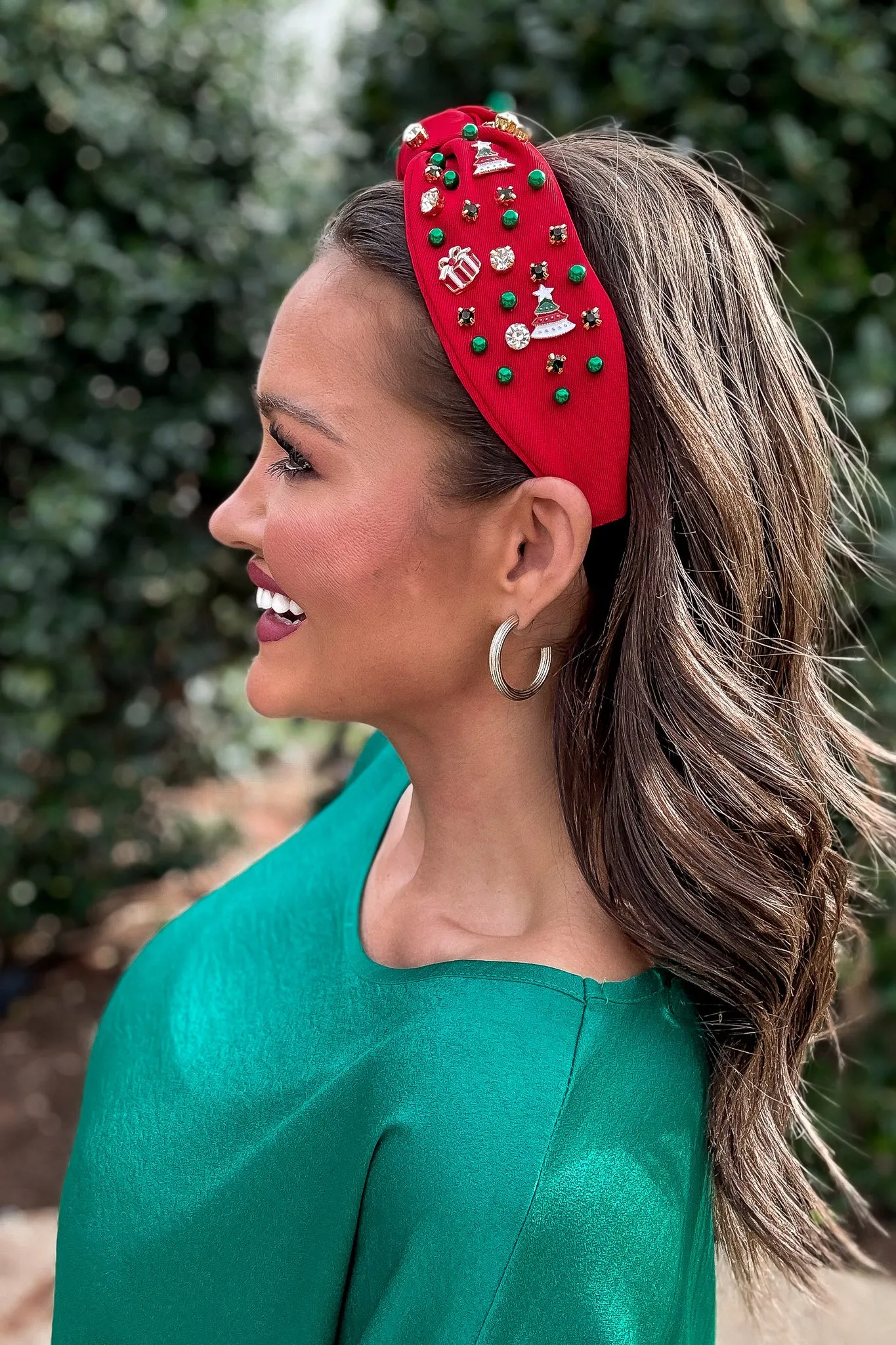 Red Charm, Pearl, and Stud Mix Embellished Headband