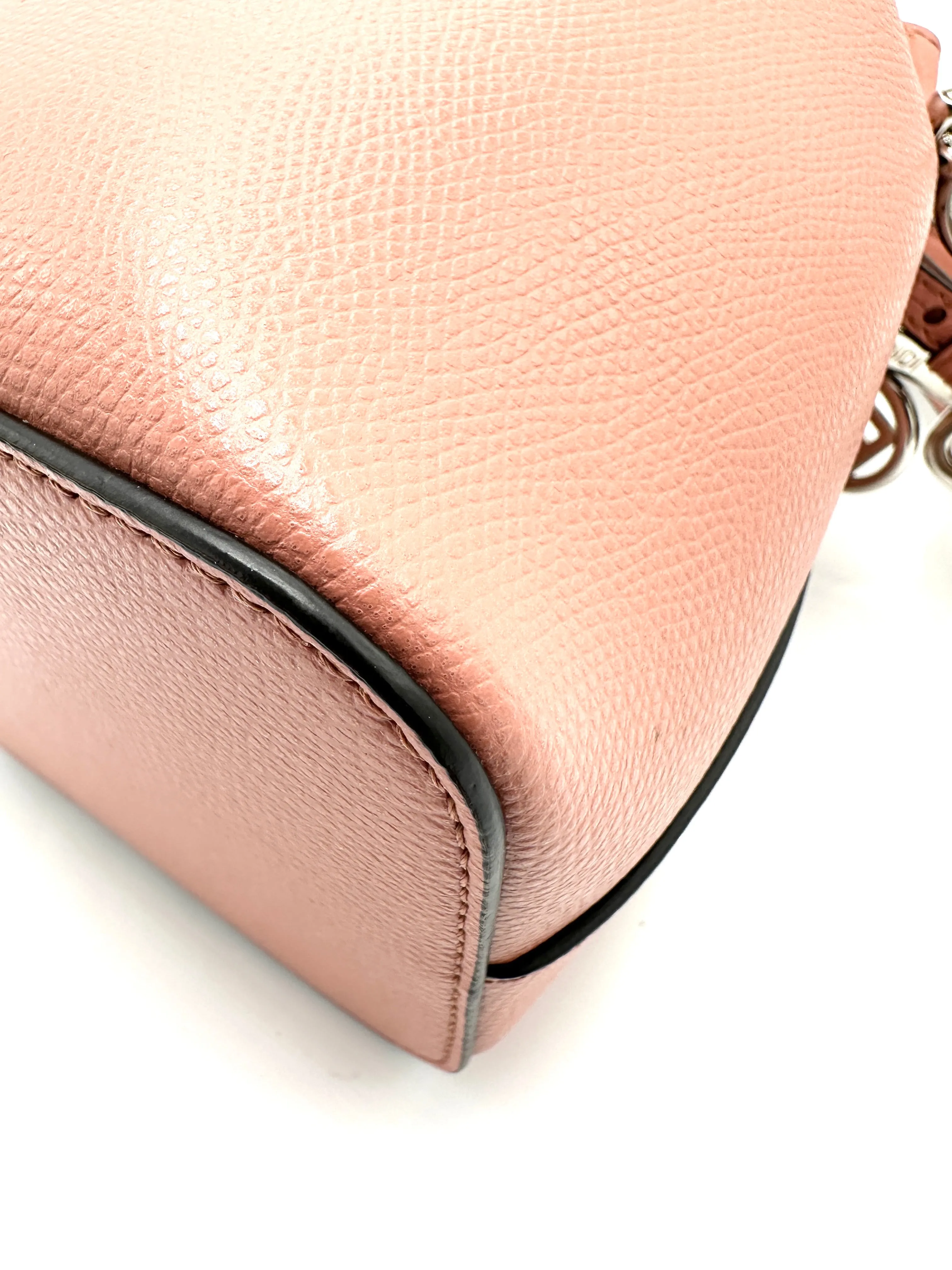 Rose Grained Leather SHW Mini Mon Tresor Bucket Bag