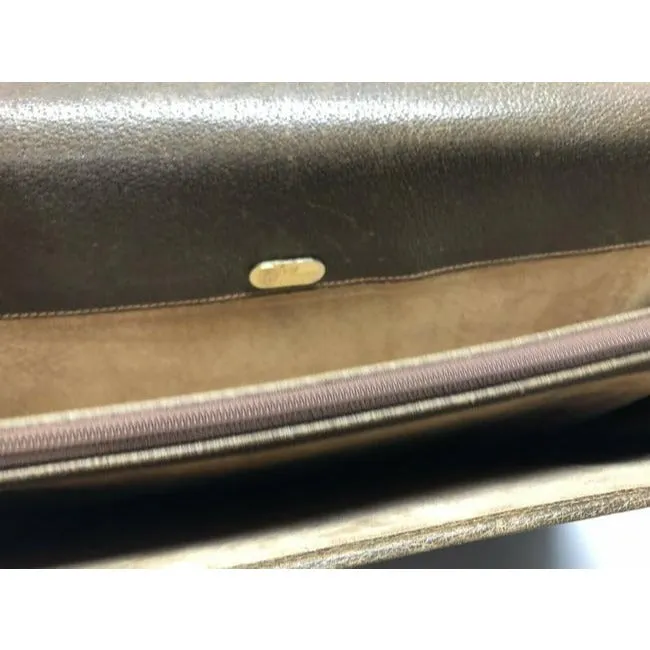 SOLD! Gucci Gg Supreme Brown Leather Portfolio Multi Compartment Briefcase