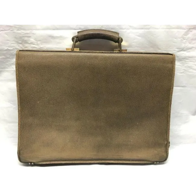 SOLD! Gucci Gg Supreme Brown Leather Portfolio Multi Compartment Briefcase