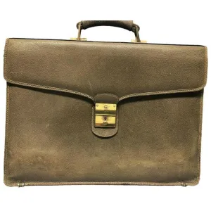 SOLD! Gucci Gg Supreme Brown Leather Portfolio Multi Compartment Briefcase
