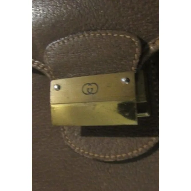 SOLD! Gucci Gg Supreme Brown Leather Portfolio Multi Compartment Briefcase