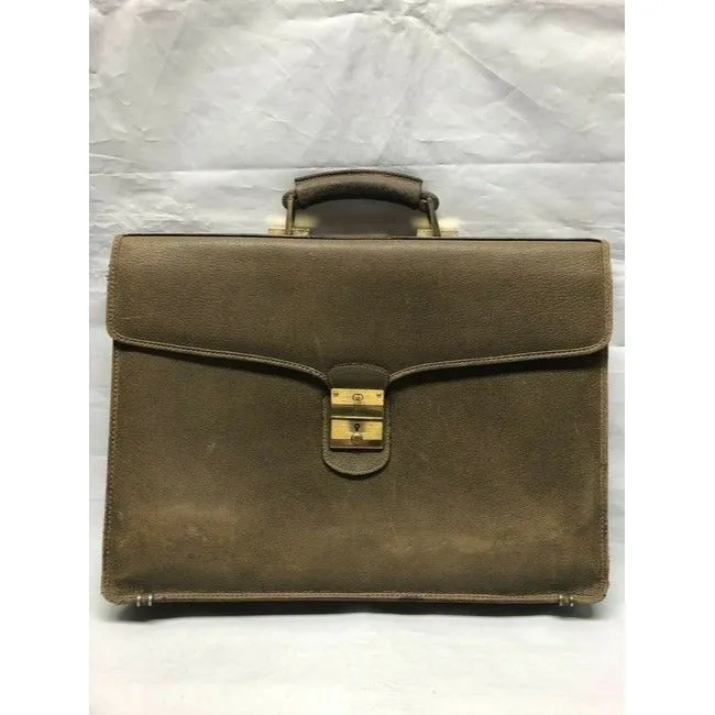 SOLD! Gucci Gg Supreme Brown Leather Portfolio Multi Compartment Briefcase