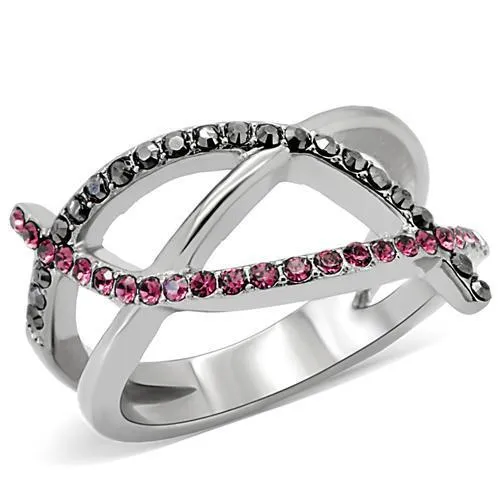 Stainless Steel Ring Top GRD Crystal Multi TK156 for Women Style High