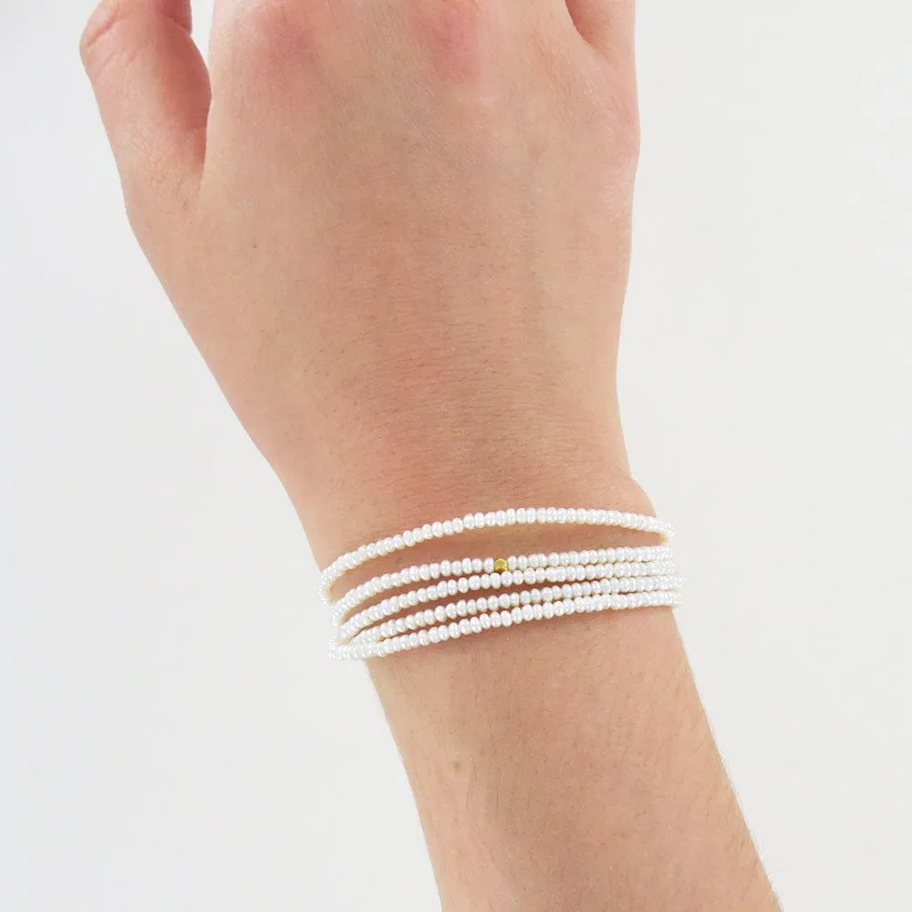 White Pearl Wrap Bracelet & Necklace