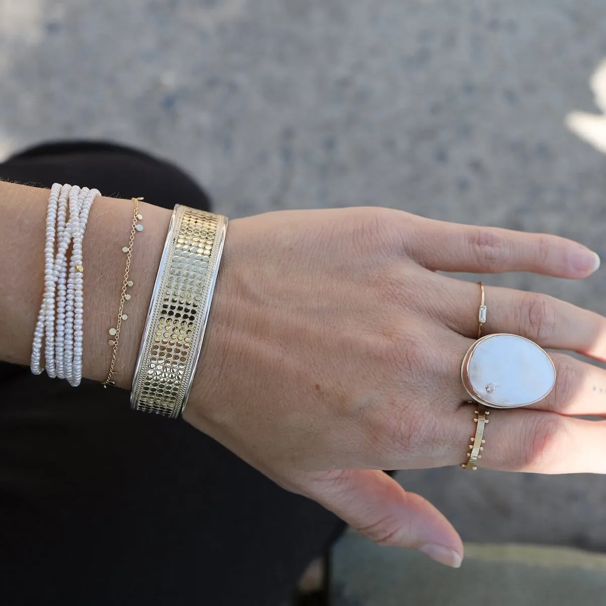 White Pearl Wrap Bracelet & Necklace