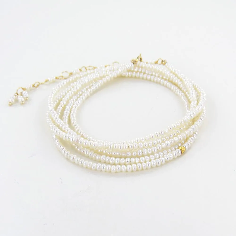 White Pearl Wrap Bracelet & Necklace